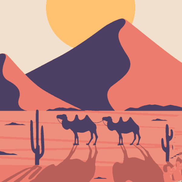 Pyramids and camels and sunsets in the desert 231222-07