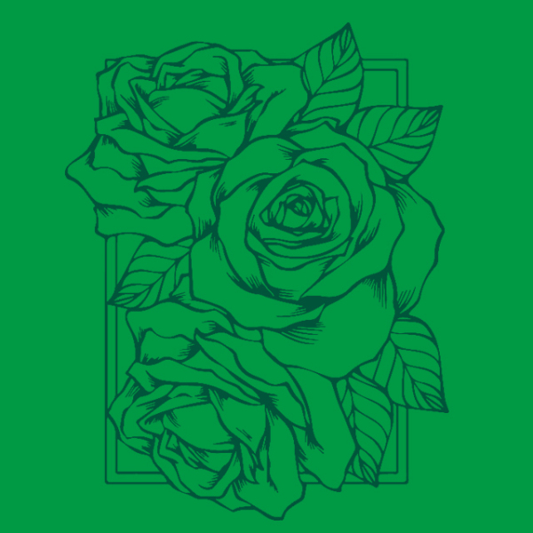 Vintage rose lines in dark green 231225-20