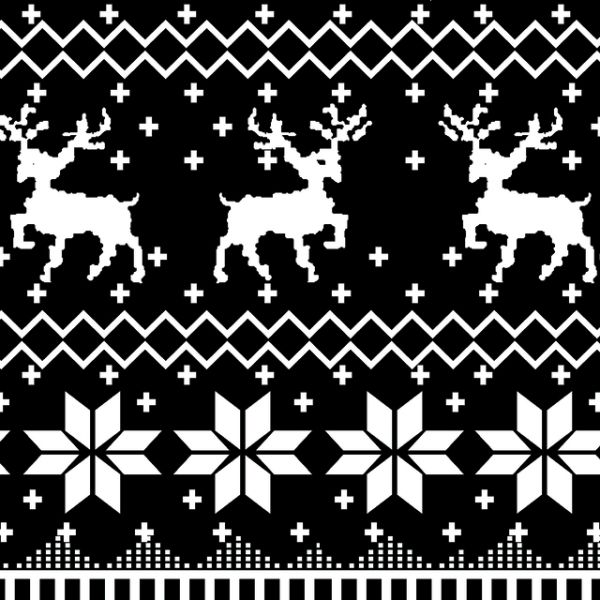 Vintage style geometric snowflakes and deer 231221-06