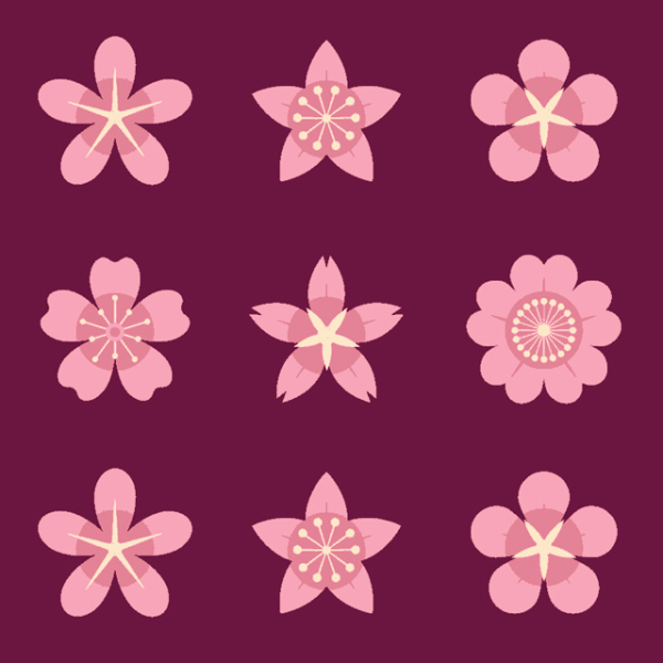 sakura bloom against a backdrop of maroon 231227-13