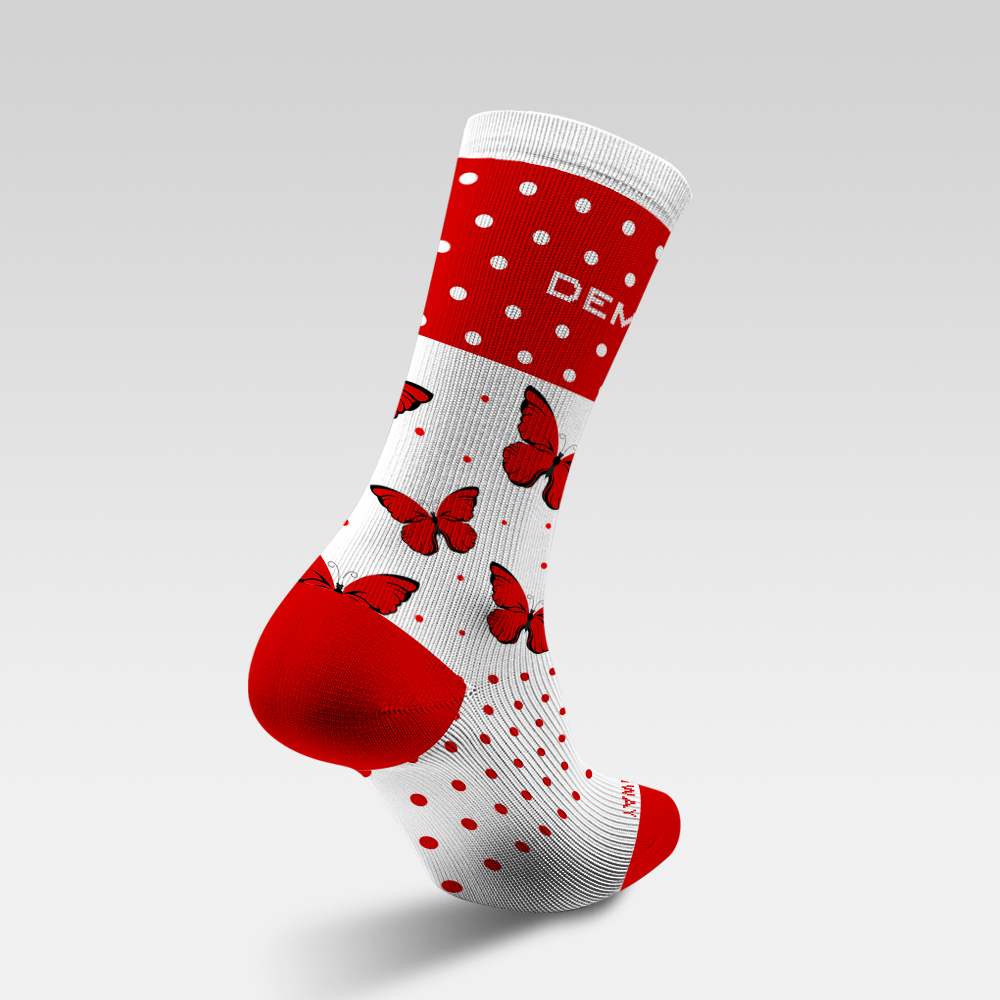 Flying red butterflies and polka-dot elements 240104-06