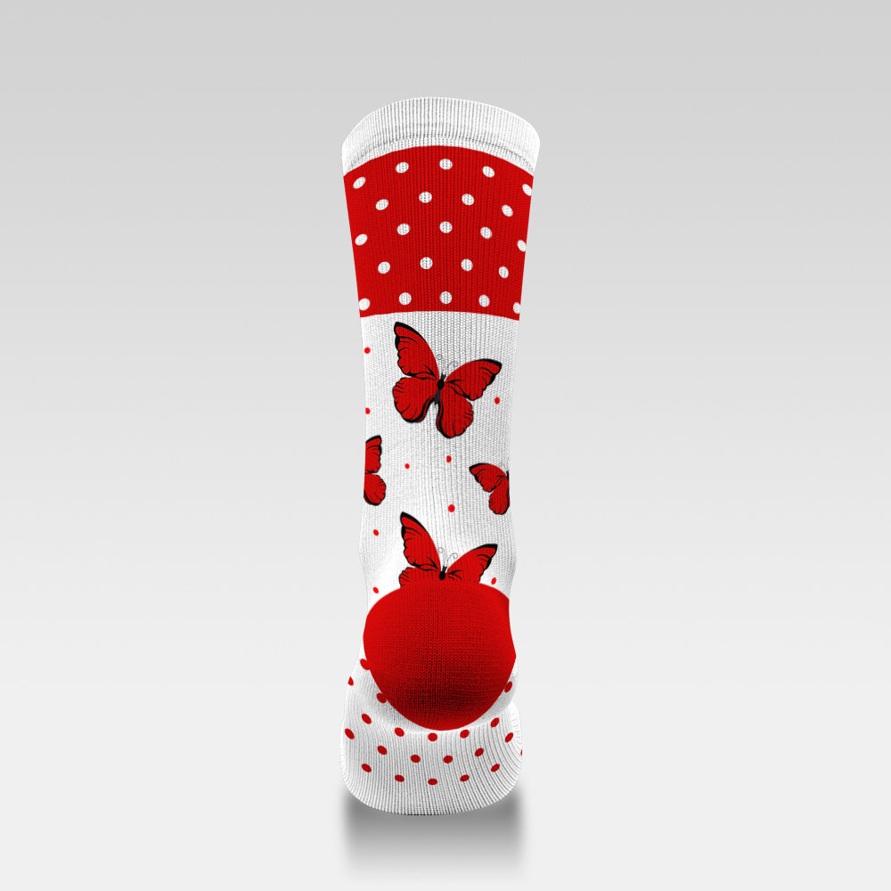 Flying red butterflies and polka-dot elements 240104-06