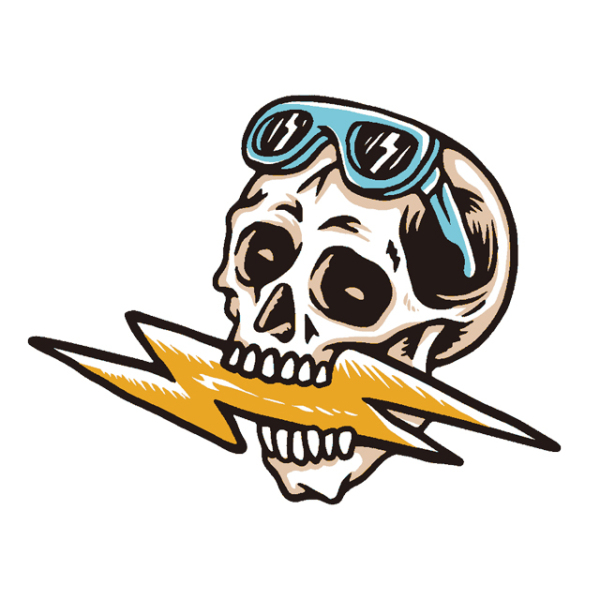 Punk creative Skull Man bites the lightning bolt 231222-24