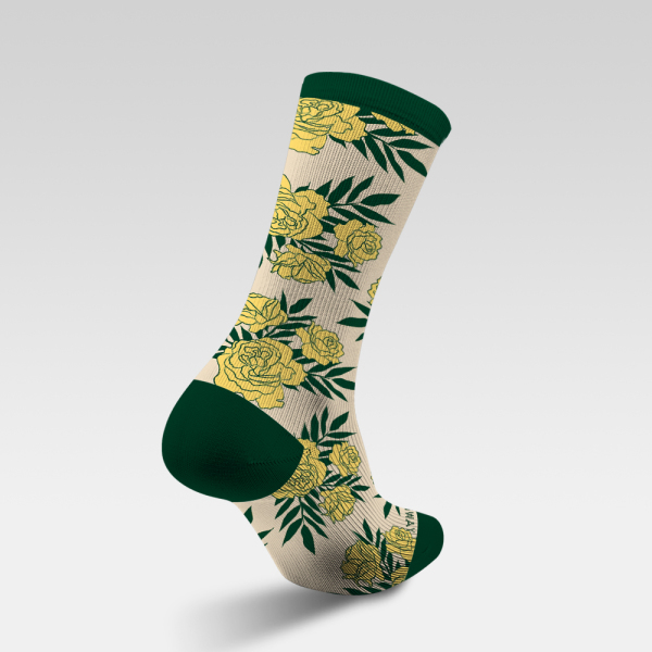 Print yellow flowers and green leaves combination 231129-07
