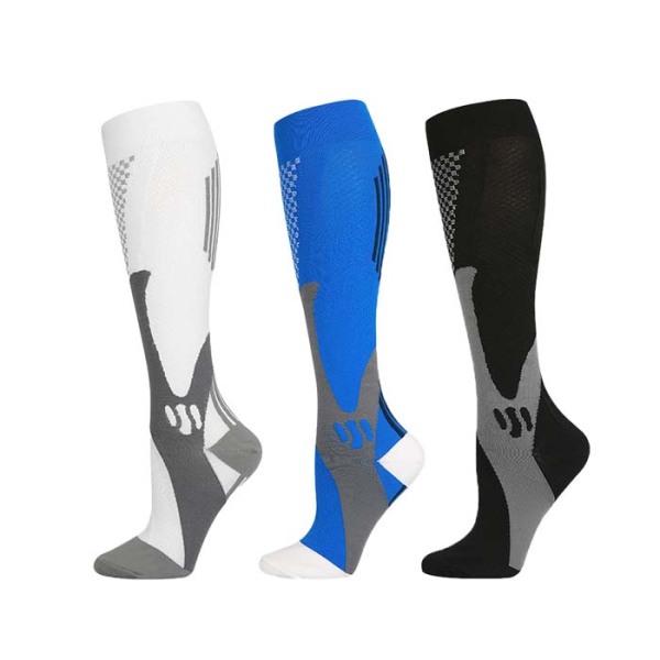 3 Pairs Anti Friction Color Matching Sports Over-the-calf Compression Socks Test Sample
