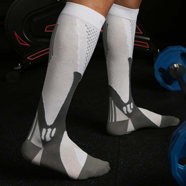 3 Pairs Anti Friction Color Matching Sports Over-the-calf Compression Socks Test Sample