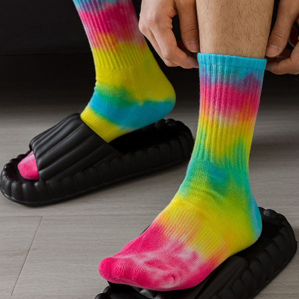 3 Pairs Tie-dye Colorful Towel Bottom Warm Thick Casual Sports Socks Test Sample
