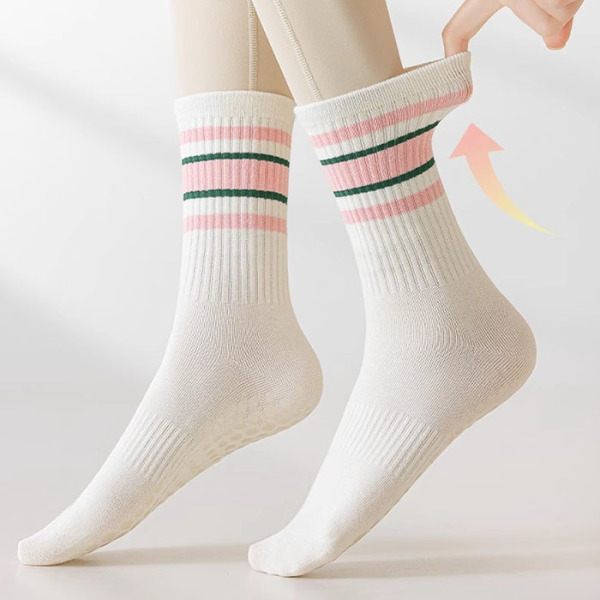 3 Pairs Non-slip Sports Grip Thick Cotton Stripe Pilates Socks Test Sample
