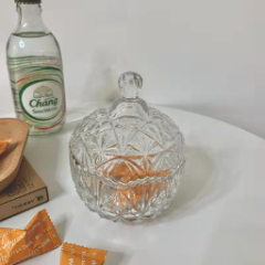 Wholesale Unique High Quality Iridescent Luxury Glass Candy Jar With Glass Lid and packing Box