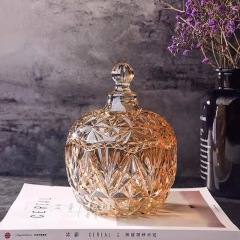 Wholesale Unique High Quality Iridescent Luxury Glass Candy Jar With Glass Lid and packing Box