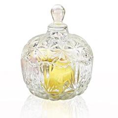 Wholesale Unique High Quality Iridescent Luxury Glass Candy Jar With Glass Lid and packing Box