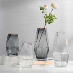 Nordic Glass Geometry Vase Luxury Creative Table Flower Glass Vase For Wedding