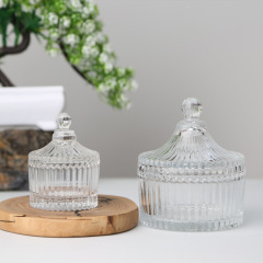 Glass Candle Jars With Lid Wedding Decoration Geo Cut Glass Candle Jar