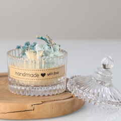 Glass Candle Jars With Lid Wedding Decoration Geo Cut Glass Candle Jar