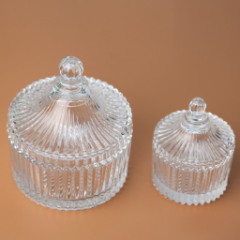 Glass Candle Jars With Lid Wedding Decoration Geo Cut Glass Candle Jar