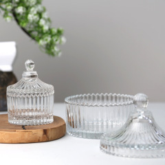 Glass Candle Jars With Lid Wedding Decoration Geo Cut Glass Candle Jar