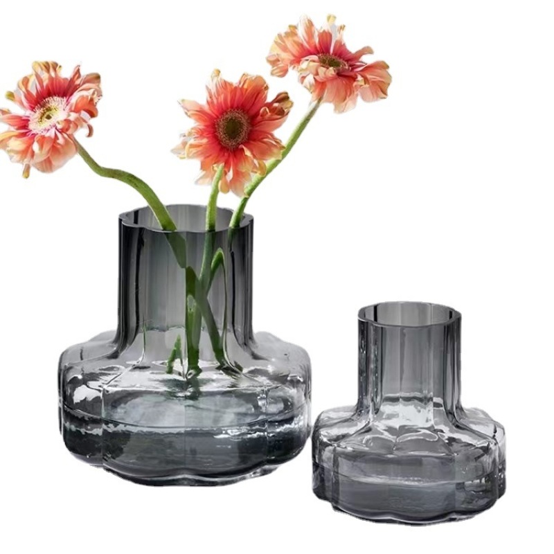 Hot sale simple Nordic glass vase transparent flower arrangement rose flowers living room dining table ornament glass vase