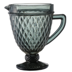 Custom colour grey glass pitcher with handle vintage embossed colored water pitcher water juice kettles supplier