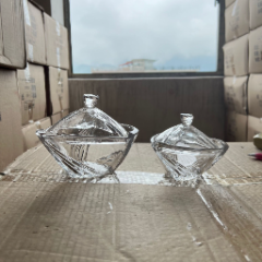 Round Clear Crystal Glass Candy Food Dry Fruit Bowl kitchen storage jar container set with lid