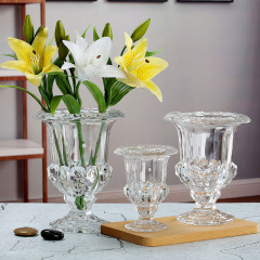 Europe Style Wind Lamp Goblet Glass Crystal Wedding Flower Arrangement Vase Transparent Decorative Ornament Vase