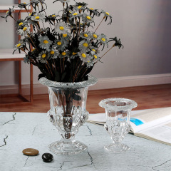 Europe Style Wind Lamp Goblet Glass Crystal Wedding Flower Arrangement Vase Transparent Decorative Ornament Vase