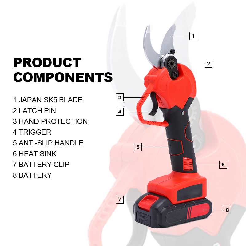 Ananke Tools Household Garden Cutter 35mm 45mm Battery Powered Trees Cordless Garden Tool Lithium Electric Pruning Shear