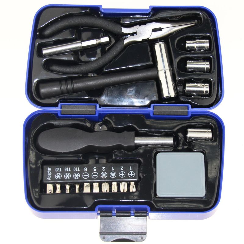Personalized OEM Eco-Friendly Carbon Steel 19-Piece Hard Case Hand Tool Kit Measure Tape for Promotional Household Repair Gift