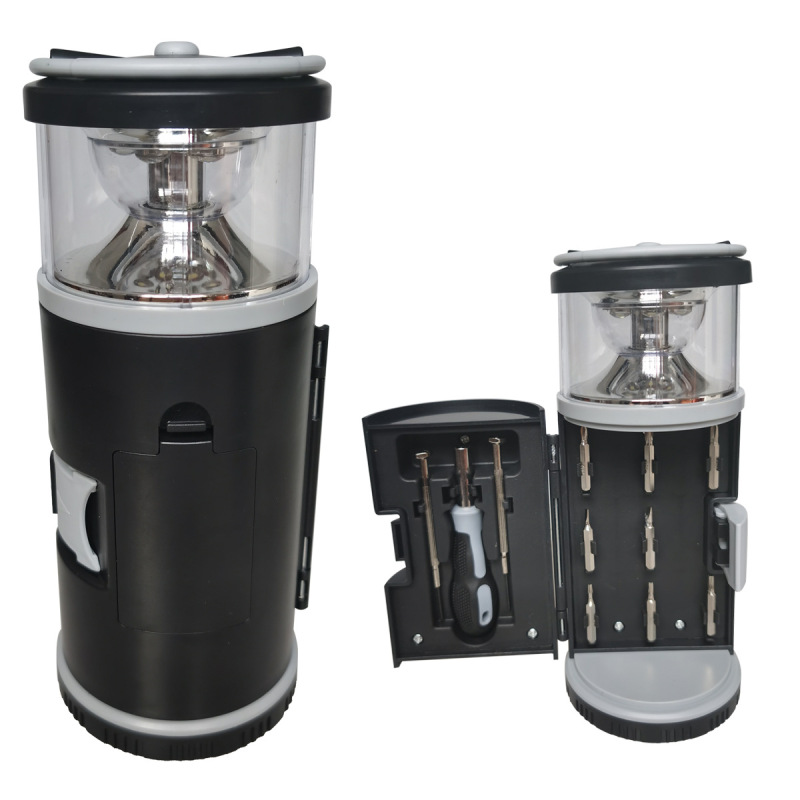 Promotional Customized OEM Hand Portable LED Camping Lamp with Precision Screwdriver Bit Holder Tool Set and Hard Case
