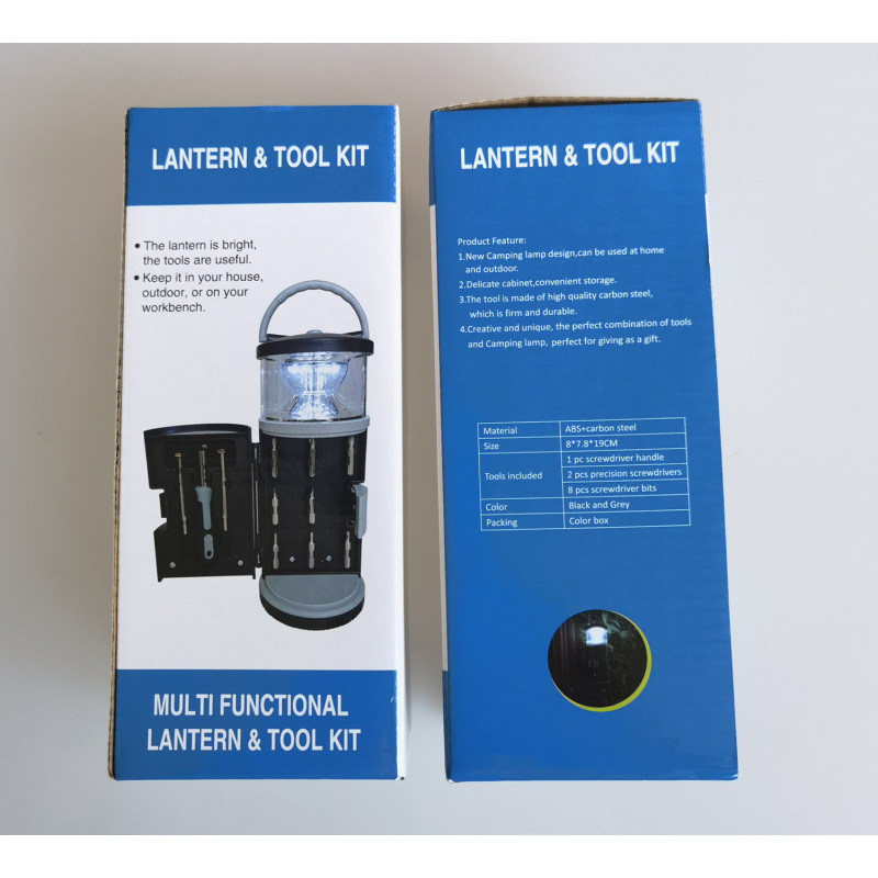 Promotional Customized OEM Hand Portable LED Camping Lamp with Precision Screwdriver Bit Holder Tool Set and Hard Case