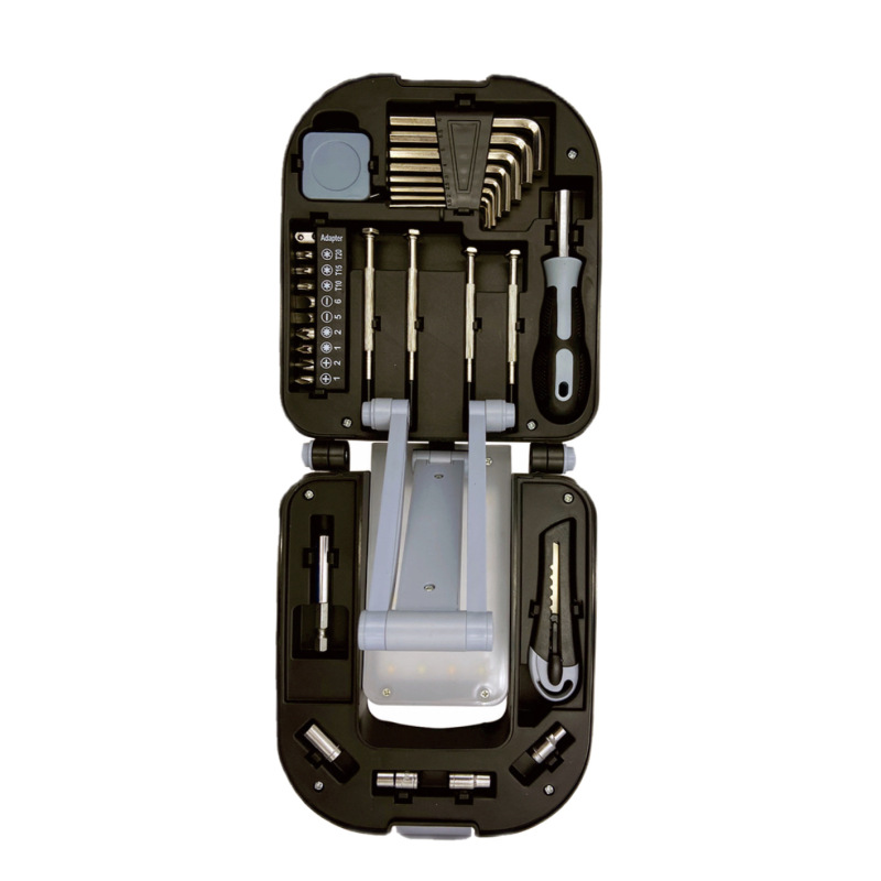 Multi-function High Strength Lighting 30-Piece Adjustable Household Manual LED Toolbox Screwdriver Set OEM Bit Holder
