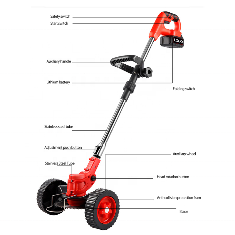 Ananke Tools Handheld cordless rechargeable lawn mower with wheels lithium foldable electric lawn mower