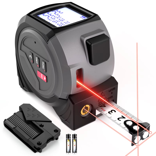Ananke Tools 3in1 Laser Rangefinder 5m Tape Measure LCD Display Distance Meter Building Area Surveying Equipment 60m