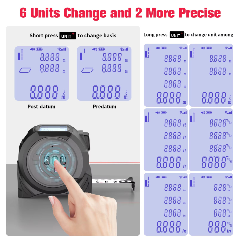 Ananke Tools 3in1 Laser Rangefinder 5m Tape Measure LCD Display Distance Meter Building Area Surveying Equipment 60m