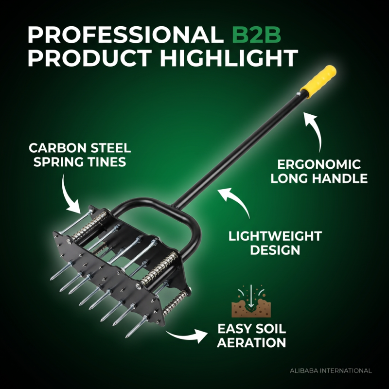 Wholesale Manual Spring Lawn Aerator Carbon Steel Garden Soil Loosening Rake Courtyard Grass Aeration Tool OEM