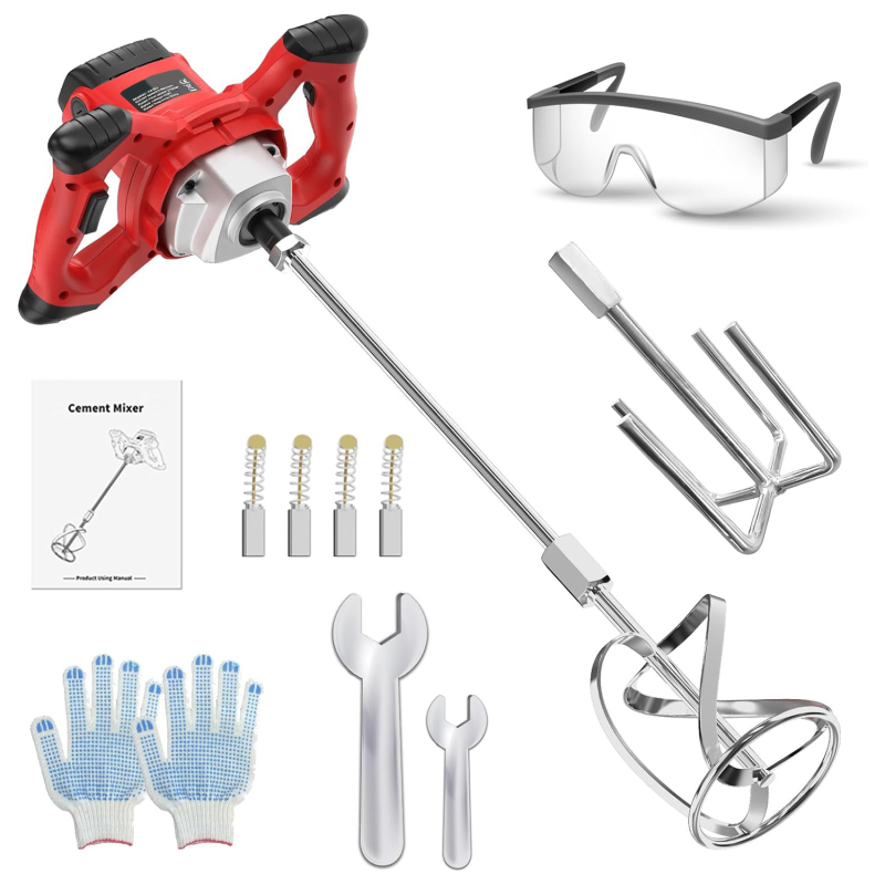 Ananke Tools 1600W Adjustable Speed Handheld Electric Concrete Cement Mixer Mortar Grout Plaster Cement Drill Mixer Stirring