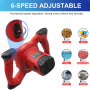 Ananke Tools 1600W Adjustable Speed Handheld Electric Concrete Cement Mixer Mortar Grout Plaster Cement Drill Mixer Stirring