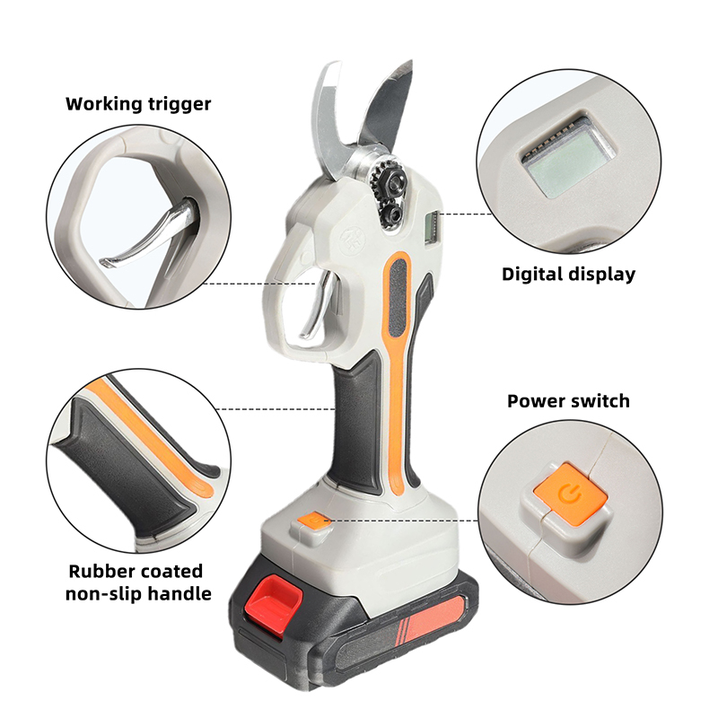32mm Cordless Electric Pruner Shear Power Garden Tools Electric Pruning Shears Battery Powered Cordless Branch Pruner