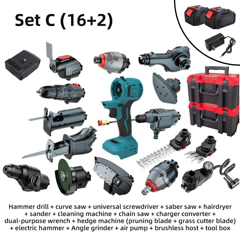 USA/EU/BR Stock 8+1 Cordless Impact Drill Sander Reciprocating 4 Inch Chainsaw Driver Power Tool Set for Home Garden Use
