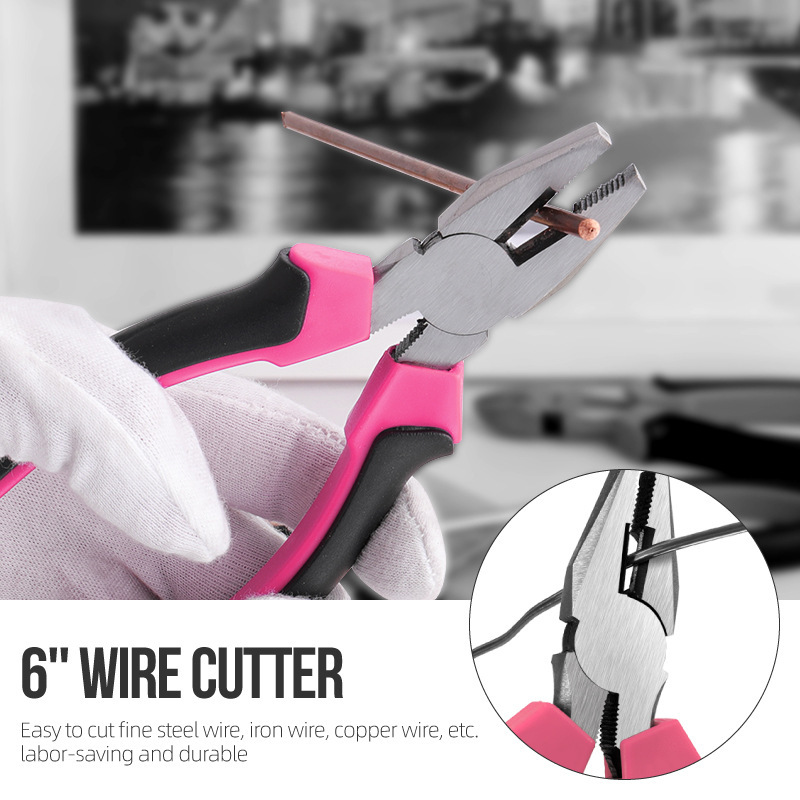 OEM Logo 13pcs Pink Household DIY Tool Set Basic Women Home Small Tool Kit with Portable Tool Case Ladies Starter Tool Kit