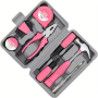 OEM Logo 13pcs Pink Household DIY Tool Set Basic Women Home Small Tool Kit with Portable Tool Case Ladies Starter Tool Kit