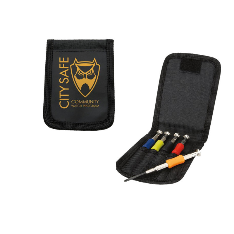 Multifunctional Hand Operated 5-Piece Precision Screwdriver Set Soft Case Eco-Friendly OEM Custom Logo for Watch Promotional Use