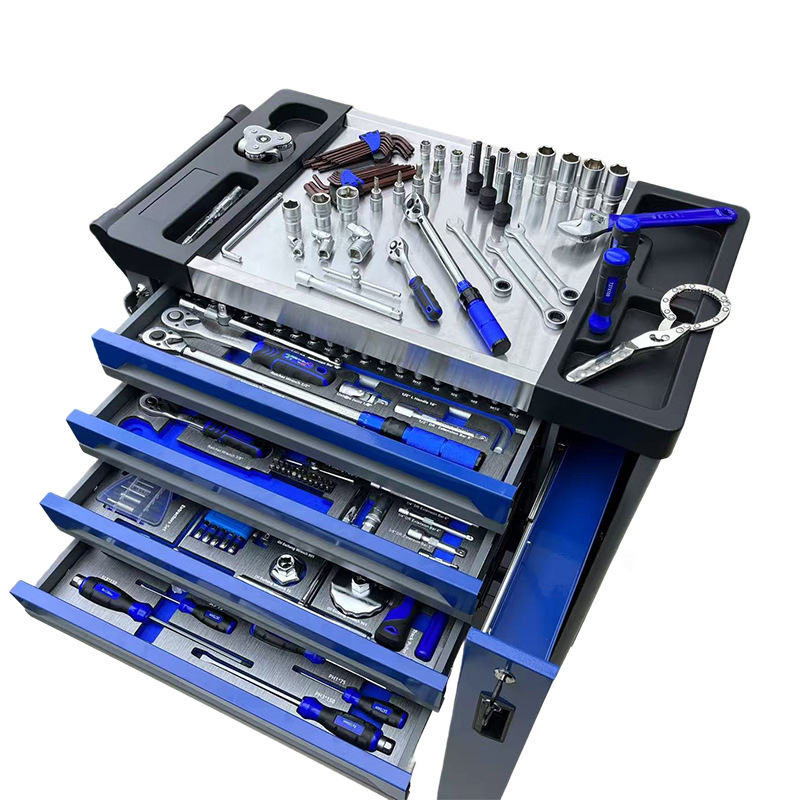 7 Drawers Workshop Metal Steel Tool Box Garage Tool Trolley Set Cabinet With 424pcs Tools