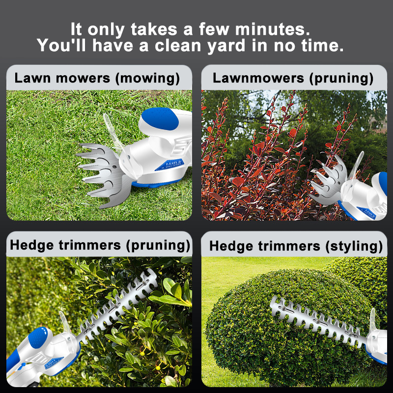 2 in 1 Wireless Battery Pruner Lawn Mower Lithium Electric One Hand Hedgerow Fence Cutter Cordless Hedge Trimmer For Garden
