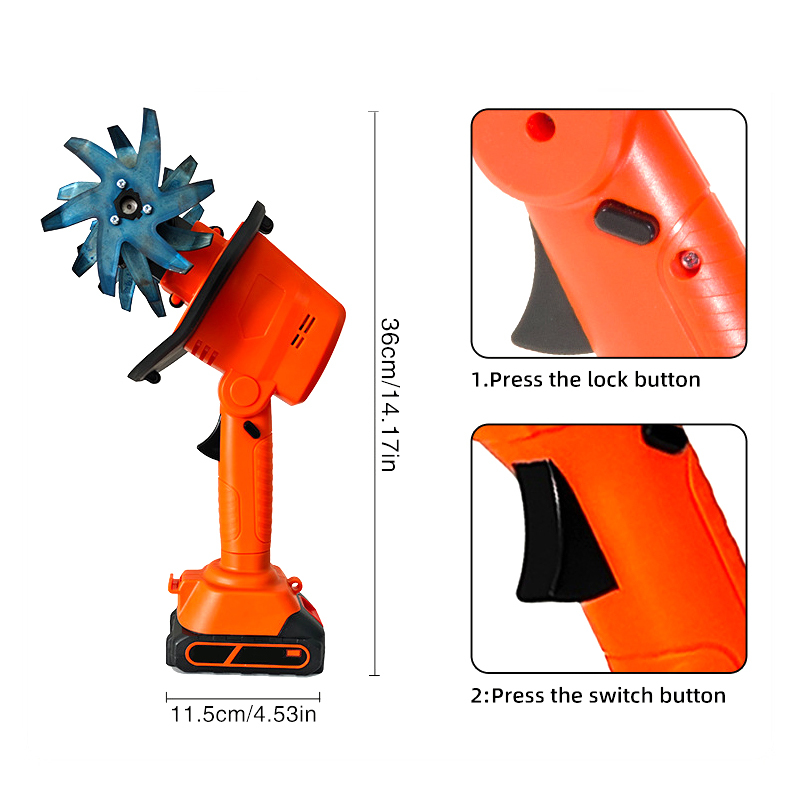 21V Electric Telescopic Pole Garden Tiller Cordless Cultivator Power Tools for Garden Care