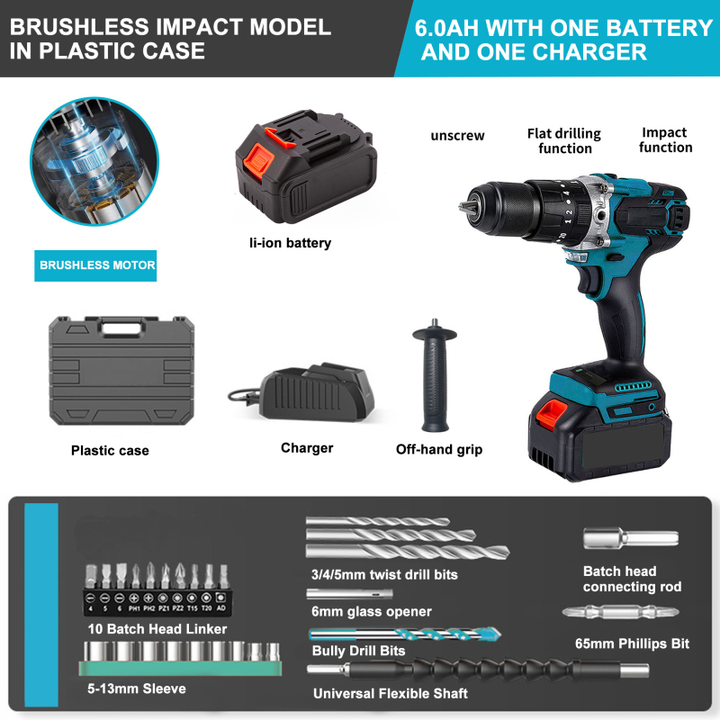Ananke Tools Brushless electric impact drill power tools set hand tool battery cordless electrical drill