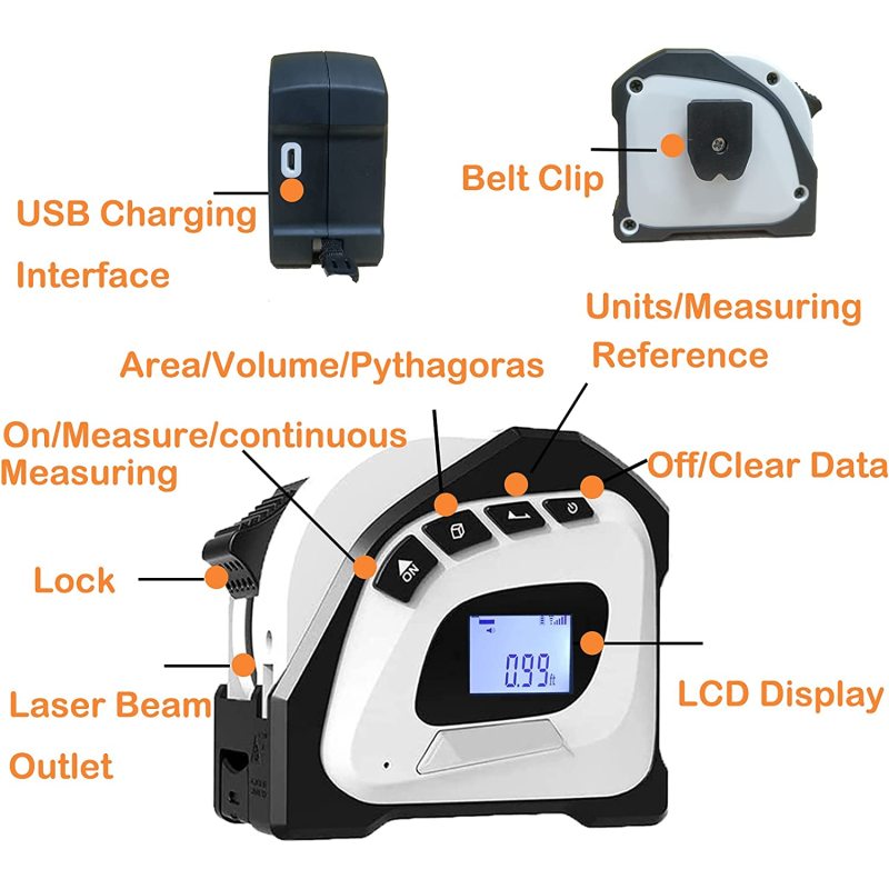 2 in 1 40M digital tape measure with laser