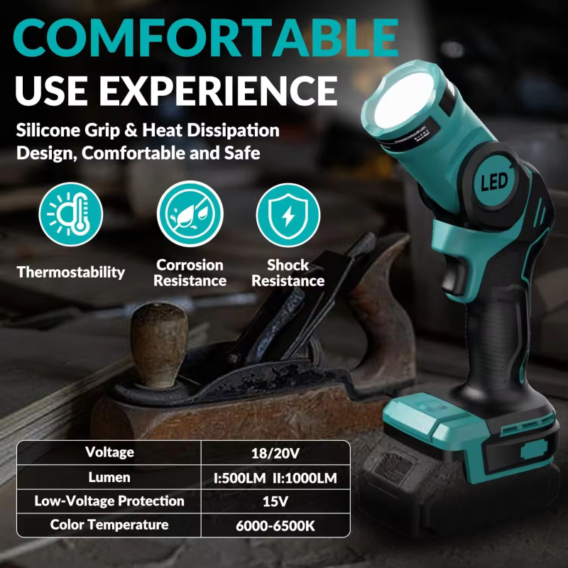 Super Bright LED Work Light Portable Rechargeable Battery Car Emergency Torch Flashlight Industrial Grade Made of Plastic