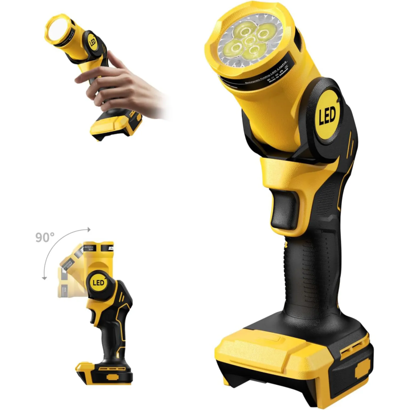 Super Bright LED Work Light Portable Rechargeable Battery Car Emergency Torch Flashlight Industrial Grade Made of Plastic