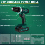21V Home Repair Cordless Power Drill Tool Kit with 255pcs Electric Accessories OEM Customizable Battery Powered for Electricians