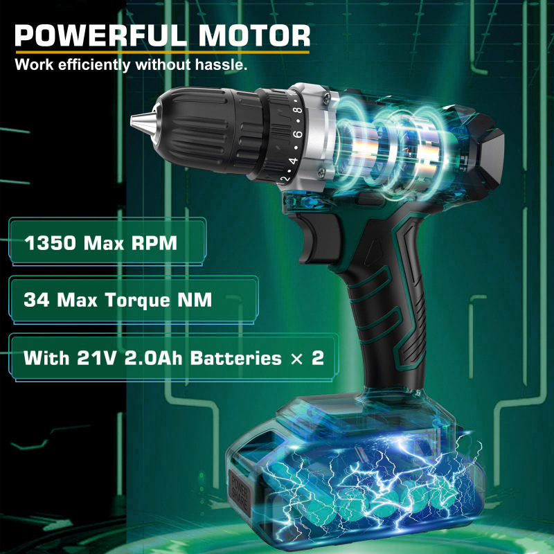 21V Home Repair Cordless Power Drill Tool Kit with 255pcs Electric Accessories OEM Customizable Battery Powered for Electricians